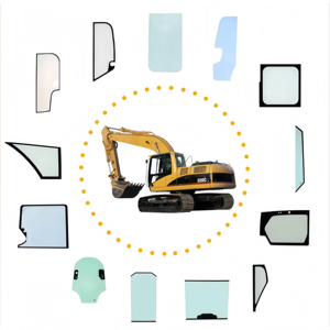 Vidrio de Cabina Reforzado <span class=keywords><strong>MiBo</strong></span> 21T-54-36241 para Excavadora PC2000-8, Parabrisas Laminado de 12 mm, Construcción con Marco de Goma Sellado Contra el Polvo - Product Image 1