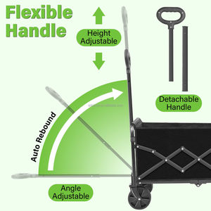 Carrito Plegable Resistente de Color Negro y Rojo, Ajustable, para Exteriores, Camping, Playa y Picnic - Product Image 2