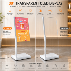 Écran OLED sur pied de 30 pouces, résolution 1080x1920, haute luminosité, écran transparent pour restaurant, magasin de détail, hôtel - Product Image 2