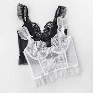 Soutien-gorge corset ultra-fin en <span class=keywords><strong>dentelle</strong></span> française sexy et respirant pour femme, avec armatures, sans doublure, minimiseur, push-up, <span class=keywords><strong>bustier</strong></span> pour poitrine généreuse - Product Image 4