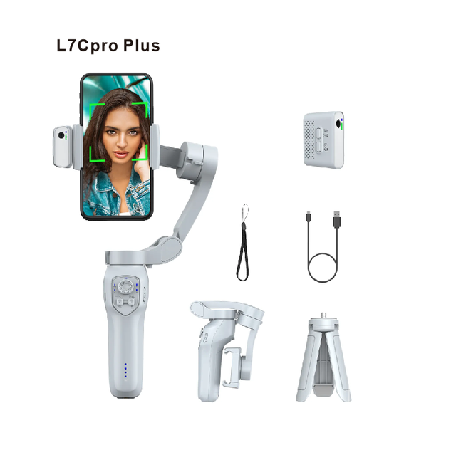 L7Cpro Mobile Gimbal Stabilizer Anti-Shake Handheld Live Broadcast Selfie Stick Tripod 360 AI Auto Face Tracking Video Camera