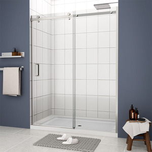 Porte de douche de <span class=keywords><strong>baignoire</strong></span> coulissante simple <span class=keywords><strong>Pare</strong></span>-douche en verre de salle de bain Prix <span class=keywords><strong>moins</strong></span> <span class=keywords><strong>cher</strong></span> Aluminium encadré avec finition brossée Verre trempé - Product Image 3