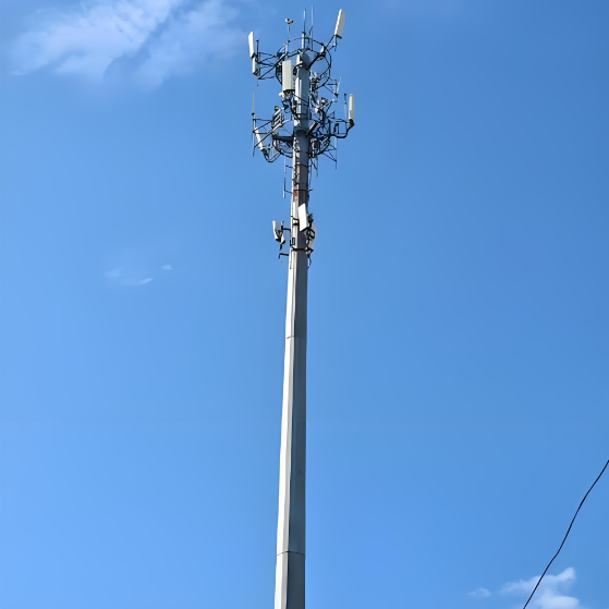 Heavy Load Monopole Antenna Communication Tower 50m 60m Hot Galvanized Single Tube Q235B Carbon Steel GB/T/ASTM/EN Standard