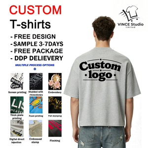 Camiseta de Algodón Personalizada para Hombre, Manga Corta, Cuello Redondo, Estilo Urbano Holgado, Estampado con Logotipo en la Espalda - Product Image 1