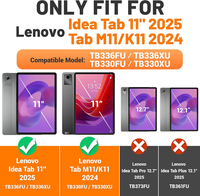 Étui de tablette robuste antichoc pour Lenovo Tab M11/K11 2024, coque en silicone anti-chute avec bandoulière, poignée rotative, béquille