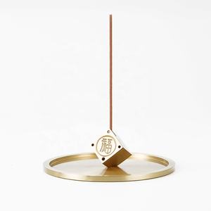 Ensemble de brûleur à encens en laiton et acier inoxydable CHENLANG, design de police graphique, récupérateur de cendres, minimalisme moderne, aromathérapie, méditation, parfum - Product Image 2