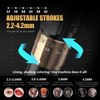 Ambition Mars-U 2.2-2.6-3.0-3.4-3.8-4.2mm Course réglable Stylo rotatif sans fil professionnel pour l'art corporel
