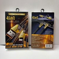 Kabel Pengisi Daya Cepat PD 65W Logam Paduan Seng Grosir, Kabel Charger Multi Ponsel 4-in-1 dengan Layar Tampilan Tegangan & Penggunaan di Mobil 1m 1.5m 2m
