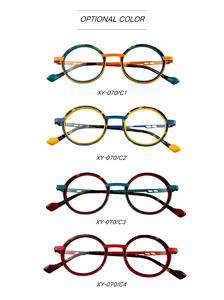 BEM High Quality Acetate Spliced Metal Eyeglass <strong>Frame</strong> Round Design Fashion Eyewear <strong>Frame</strong> Suitable for Men and Women - Product Image 3