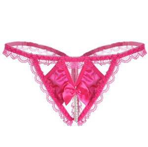 Vente en gros usine : Lingerie sexy pour femmes avec perles, broderies, string à entrejambe ouvert, taille basse, nœud, G-string, culotte perlée pour adultes - Product Image 2