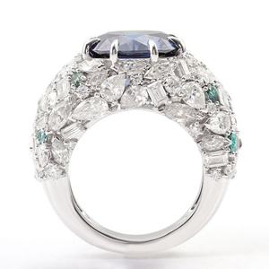 Bagues en argent sterling, moissanite, style luxueux fait main, serties de pierres, pour homme, avec saphir taille coussin - Product Image 3