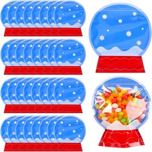 Bolsas de Regalo Navideñas Personalizadas con Diseño de Nieve, Bolsas de Celofán Transparentes Reutilizables, Bolsas de Regalo con Globo de Nieve para Empacar Galletas - Product Image 4