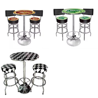 Table de bar de pub ronde personnalisée avec logo, jaune, verte, rouge, taille personnalisée, avec base pour l'extérieur