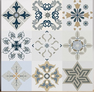 Azulejos de pared de suelo de porcelana con textura de piedra mate de 600x600 con patrón Vintage Floral antiguo antideslizante para baño moderno Retro - Product Image 4