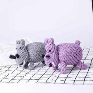 Pet pamuk halat oyuncak el örgü karikatür hayvan köpek oyuncaklar diş bileme ve temizlik köpek Bite tasma - Product Image 5