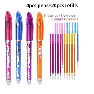 Bolígrafo de gel de plástico Azul Rojo Negro <span class=keywords><strong>verde</strong></span> naranja púrpura con borrador juego de bolígrafos borrables multicolor de 0,5mm con recambios - Product Image 2