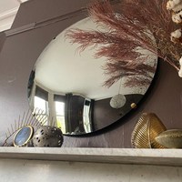 Décoration murale artisanale, miroir incurvé, miroir mural convexe antique avec clips en laiton