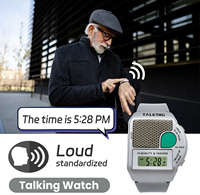 El reloj parlante atómico se configura para personas con discapacidad visual o personas mayores LCD Big Number Reloj parlante fácil de leer para personas mayores