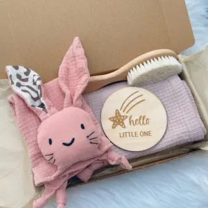 Meilenstein Bio Waffel Baby Wickel Decke Soft Bunny Comfort Handtuch Pinsel Set Neue Baby Geschenke