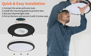 Plafonnier LED 18W à 5 températures <span class=keywords><strong>de</strong></span> couleur réglables pour chambre, cuisine, <span class=keywords><strong>salle</strong></span> <span class=keywords><strong>de</strong></span> <span class=keywords><strong>bain</strong></span>, couloir - Product Image 6