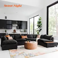 Desain Modern Sofa Penampang Mewah Bentuk U Set Furnitur Ruang Tamu Sofa Kain Lembut untuk Rumah