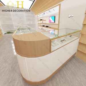 Toàn Bộ cửa hàng tùy chỉnh MDF gỗ Veneer kính cửa hàng thiết kế hiển thị đứng Kính mát Kệ tường và tủ trưng bày - Product Image 3