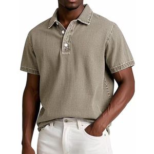Camisa de Manga Corta Vintage de Color Sólido para Hombre, No es Tela Vaquera - Product Image 4