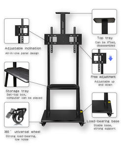 Supporto per Display Interattivo Mobile Personalizzato 65-86 Pollici Carrello Universale con Ruote Bloccabili Scaffale Autoportante in Metallo Carrello per Negozi - Product Image 4