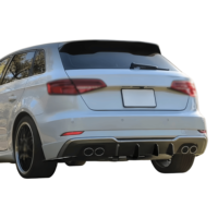 Diffuseur de pare-chocs arrière en PP noir brillant et motif carbone, compatible avec Audi S3 8V 2017-2020