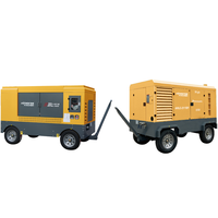 Compresor de aire de tornillo rotativo diésel portátil de alta presión 1200 CFM 1300 CFM 1600 CFM 20 bar para perforación y minería