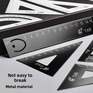 Juego multifuncional de 4 Uds. De reglas de hierro rectas graduadas, reglas en caja en blanco y negro para estudiantes de primaria para venta al por mayor - Product Image 2