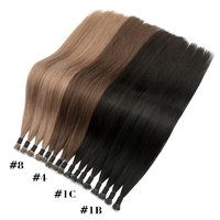 Extensions de cheveux vierges Remy doublement étirés, alignées sur les cuticules, flexibles, avec pointe F-Top et embout nano en plastique noir, modèle 2026, vente chaude
