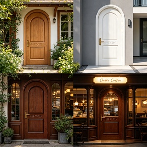 Portes en bois massif à arche personnalisées, sculptées à la main avec un motif floral, étanches et insonorisées, pour entrée résidentielle - Product Image 5
