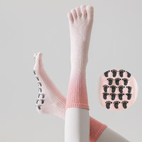 Chaussettes de yoga et de Pilates personnalisées antidérapantes à 5 orteils, chaussettes de sport en coton respirant avec logo personnalisé, couleur dégradée personnalisée
