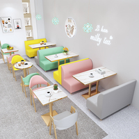 Meubles de restaurant nordique moderne ensemble de canapé et café coloré pieds en métal doré ensemble chaise de salle à manger et table Mable
