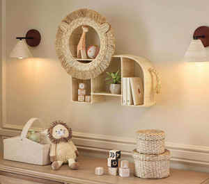 Étagère murale en rotin en forme d'animal en gros, étagères flottantes en osier faites à la main en forme de lion pour la décoration de la chambre d'enfant et le rangement des jouets - Product Image 3