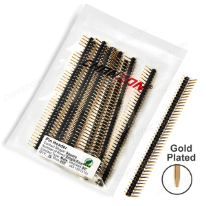 Connecteur mâle coudé 40 broches à angle droit 2.54mm, simple rangée, 90 degrés, plaqué or pour <span class=keywords><strong>Arduino</strong></span> PCB Raspberry - Product Image 1