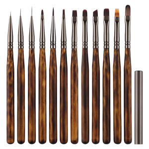 Pinceau à ongles en bois de santal extra long pour gel 3D, liner, peinture florale, ombrage et French manucure - Product Image 5