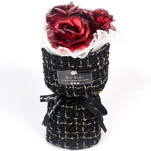 人造盒玫瑰金色装饰创意花朵母亲花礼品盒女士女孩24k玫瑰花束