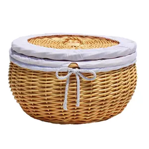 Vine woven bread basket with cover and heat preservation willow
