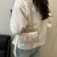 Papillon élégant femmes sacs à bandoulière carrés couleur unie dames chaîne sac à bandoulière Style chinois femme dîner sacs à main sac à main