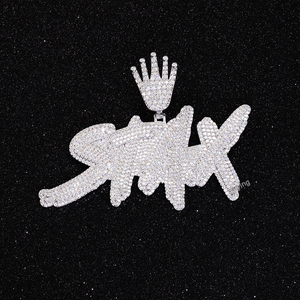 Colgante de Plata de Ley 925 Chapado en Oro de 18K con Letra Personalizada y Moissanita VVS, Certificado GRA, Joyería Hiphop - Product Image 3