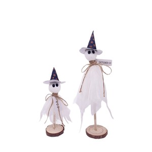 Nuevo Adorno de Fantasma de Halloween, Juego de 3 Piezas de Madera, Base de Madera, Decoración para el Día de Halloween, Accesorios para Fiestas - Product Image 6