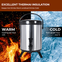 MOSEENER Distributeur de Boissons Chaudes et Froides en Acier Inoxydable Moderne 10 L, Baril Isolé pour Hôtel, Eau, Lait, Thé, Café
