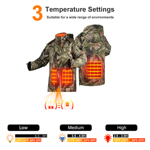 Chaqueta Soft Shell Silenciosa para Caza para Hombre con Batería Recargable y Cierre de Cremallera <span class=keywords><strong>Ropa</strong></span> Calefactable para Exteriores - Product Image 2