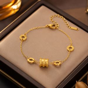 ขายส่งเครื่องประดับสแตนเลส ชุบทอง 18K สร้อยข้อมือสแตนเลสลายกระดูกงู สำหรับผู้หญิง - Product Image 4