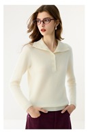 Pull en cachemire personnalisé pour femme, col semi-revers, tricoté, doux pour la peau et ajusté.
