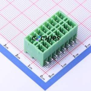KF2EDGKRH-3.5-2*8P Plug-in Terminal Block Bent Lead Through Hole,P=3.5mm Board-to-Board / Socket - Closed 2x8P 3.5mm Green - Product Image 1