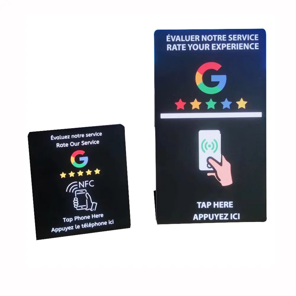 Benutzer definierte gedruckte NFC Google Stand Menü Chip 213 215 126 Google Reviews Table Display für Unternehmen