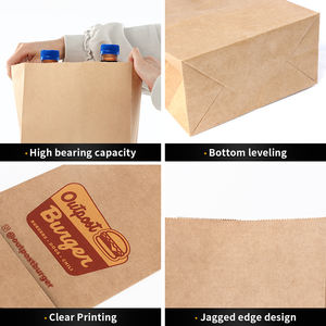 Sac en papier jetable personnalisé grande taille pour boulangerie, idéal pour l'emballage de café, aliments et pain frais, pour petits pains et pain fait maison - Product Image 2